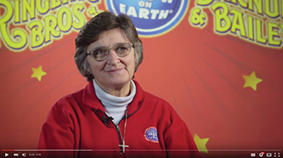 Sister Dorothy Fabritze, a Missionary Sister of the Most Sacred Heart of Jesus, travels with and ministers to circus workers 