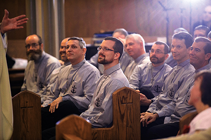 Jordan with his community at his final vows ceremony. 