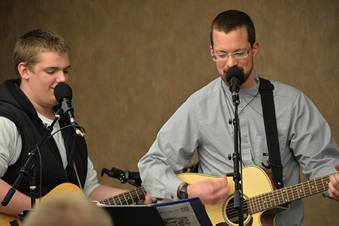 Jordan plays at an event of the Catholic Center at Rutgers State University in New Jersey. 