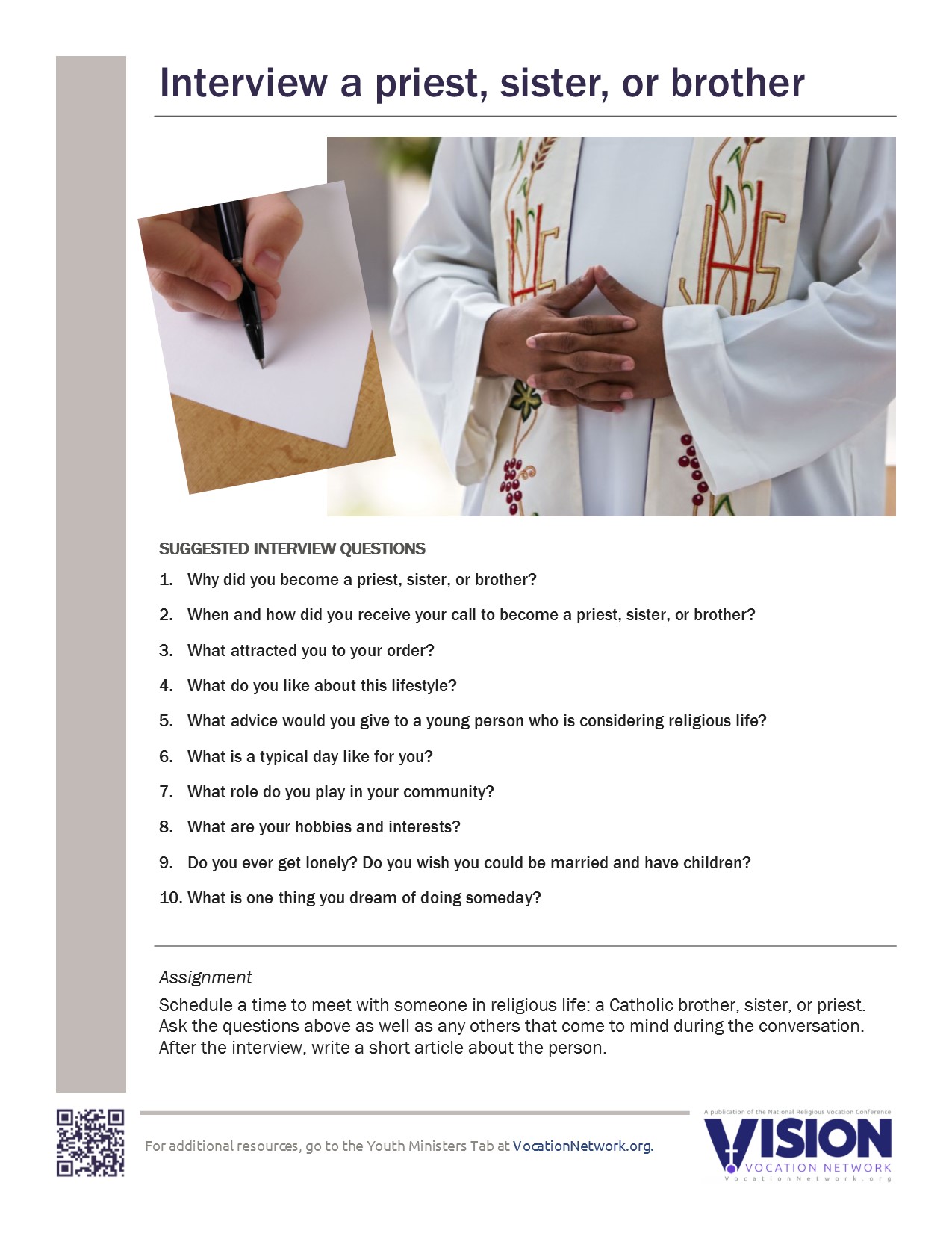 Interview a religious handout