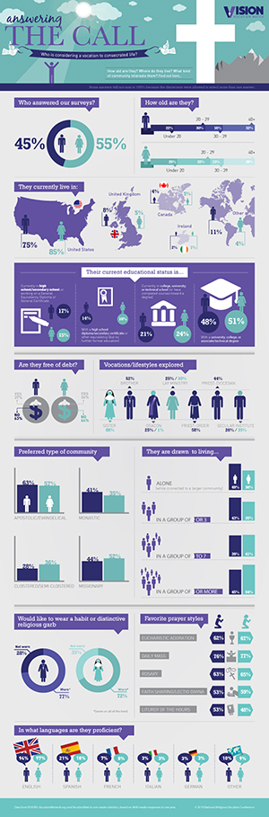 A graphical presentation of demographic statistics for discerners who completed VISION Vocation Match in 2013