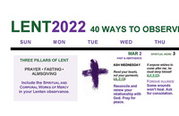 2022 40 Ways to Observe the 40 Days Calendar for Lent