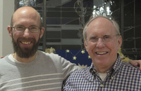 Friar Matthew Gummess, O.Carm. (left) shares a moment with fellow friar, Father Quinn Connors, O.Carm.