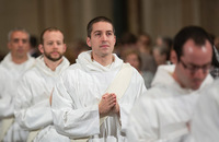 Joseph Anthony Kress files into his ordination Mass along with several other men who are about to become Dominican priests.