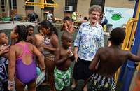 Sister Tesa Fitzgerald, C.S.J. with children from Hour Children in Queens, NY.