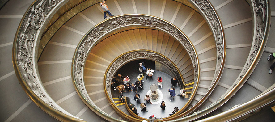 Winding stairwell as viewed from above