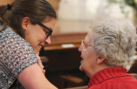 Sister Emily TeKolste, S.P. (left) greets Sister Barbara Doherty, S.P.