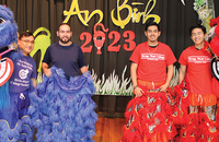 Students at Divine Word College who were on the 2023 Lion Dance Team, part of the college’s annual celebration of the Lunar New Year.